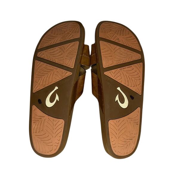 Olukai Kīpe‘a ‘Olu Women’s Leather Floral Foot Slide Sandals Size 9 - Picture 10 of 11